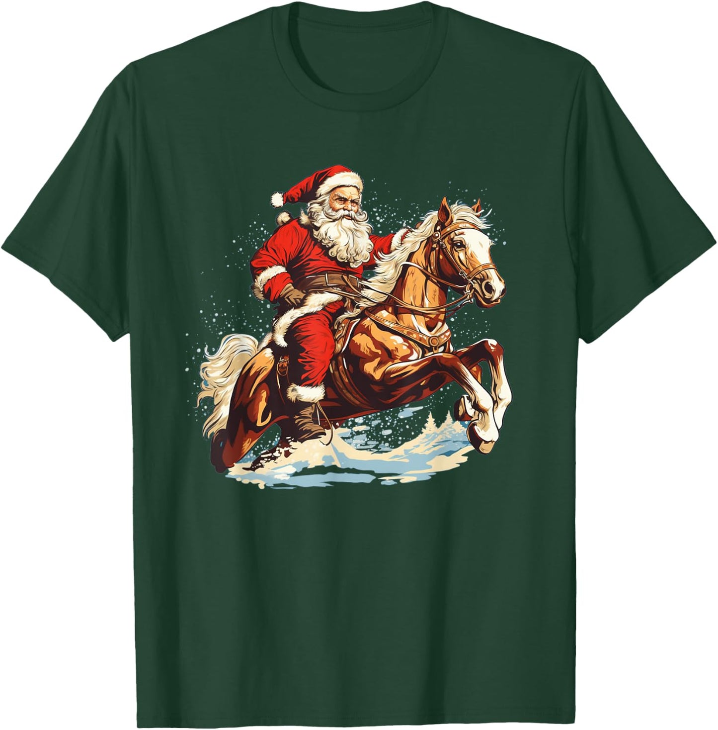 Funny Riding Santa on Horse for Christmas Eve T-Shirt - T-Shirt | Forest
