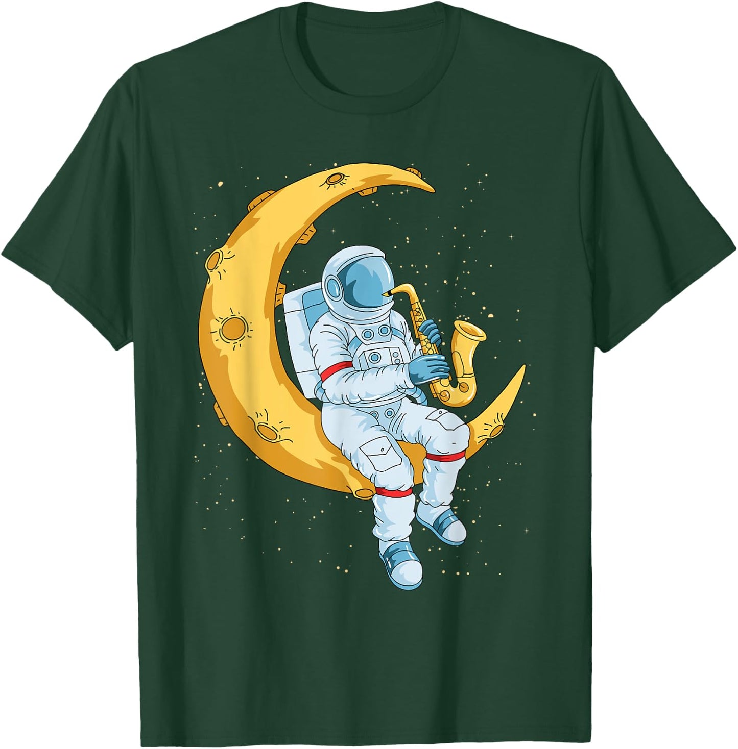 Saxophone Player Astronaut Saxophonist Moon Jazz Musician T-Shirt - T-Shirt | Forest