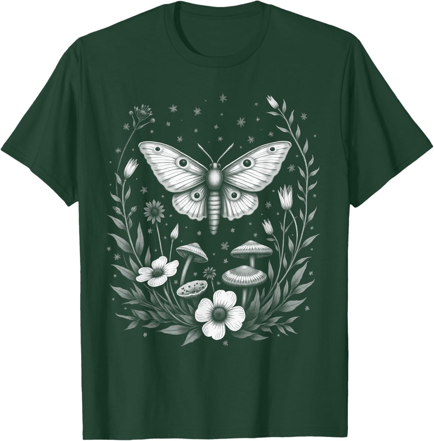 Fairycore Floral Moth Aesthetic Women Girls T-Shirt - T-Shirt | Forest