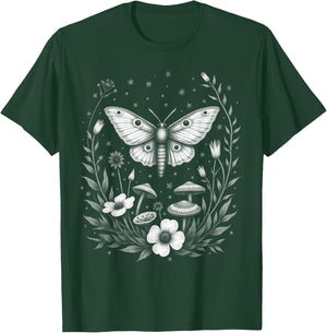 Fairycore Floral Moth Aesthetic Women Girls T-Shirt - T-Shirt | Forest