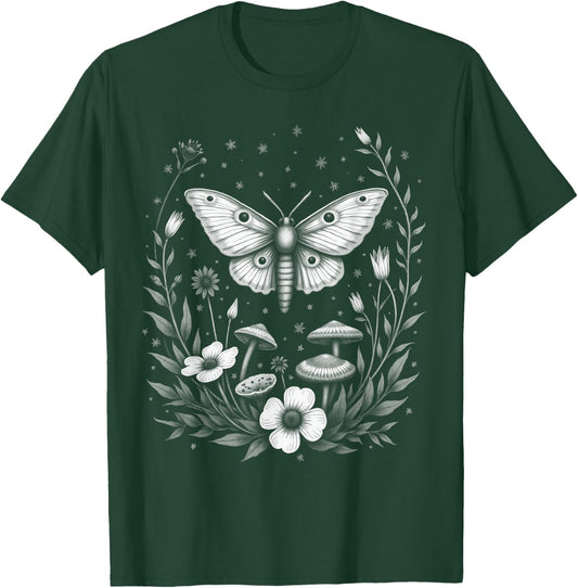 Fairycore Floral Moth Aesthetic Women Girls T-Shirt - T-Shirt | Forest