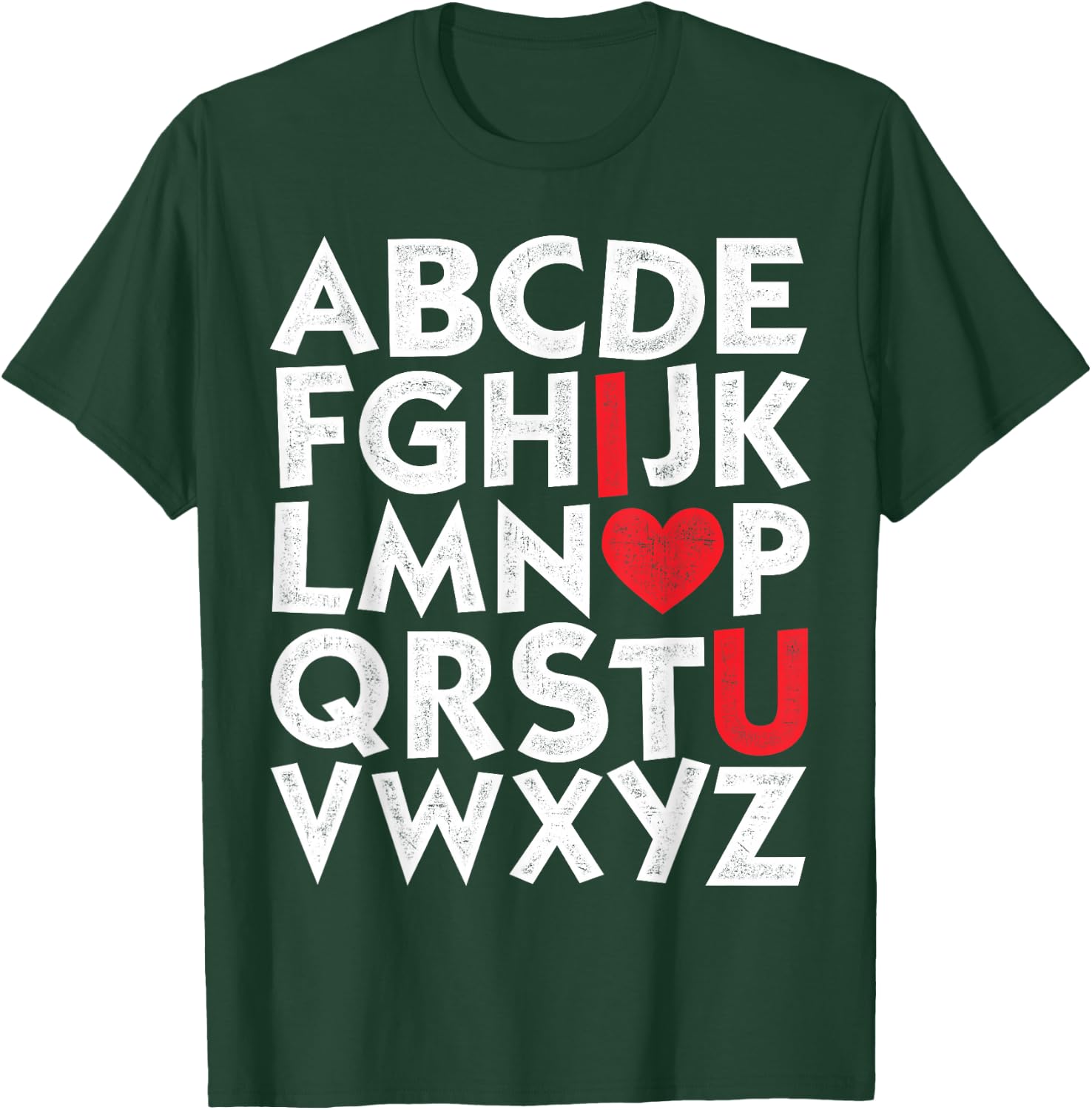 Vintage ABC I Love You Alphabet Valentines Day Girls Boys T-Shirt - T-Shirt | Forest