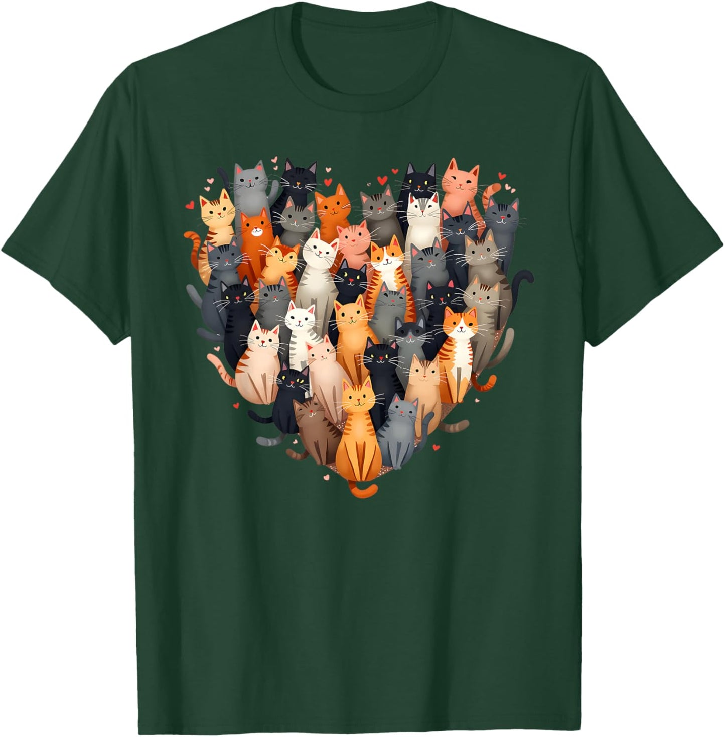 Cat Heart Shape Cats Feline Affection T-Shirt - T-Shirt | Forest