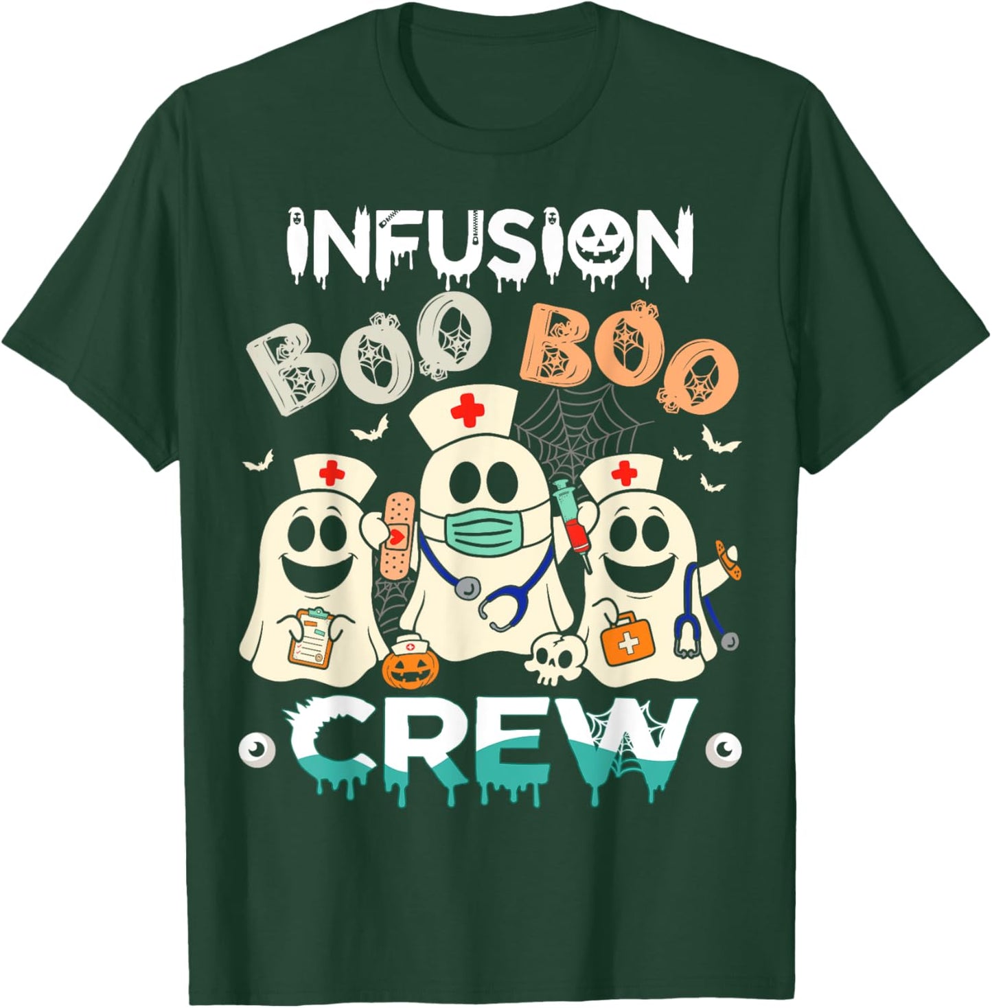 Boo Infusion Crew Ghost Women Halloween Nurse Costume T-Shirt - T-Shirt | Forest