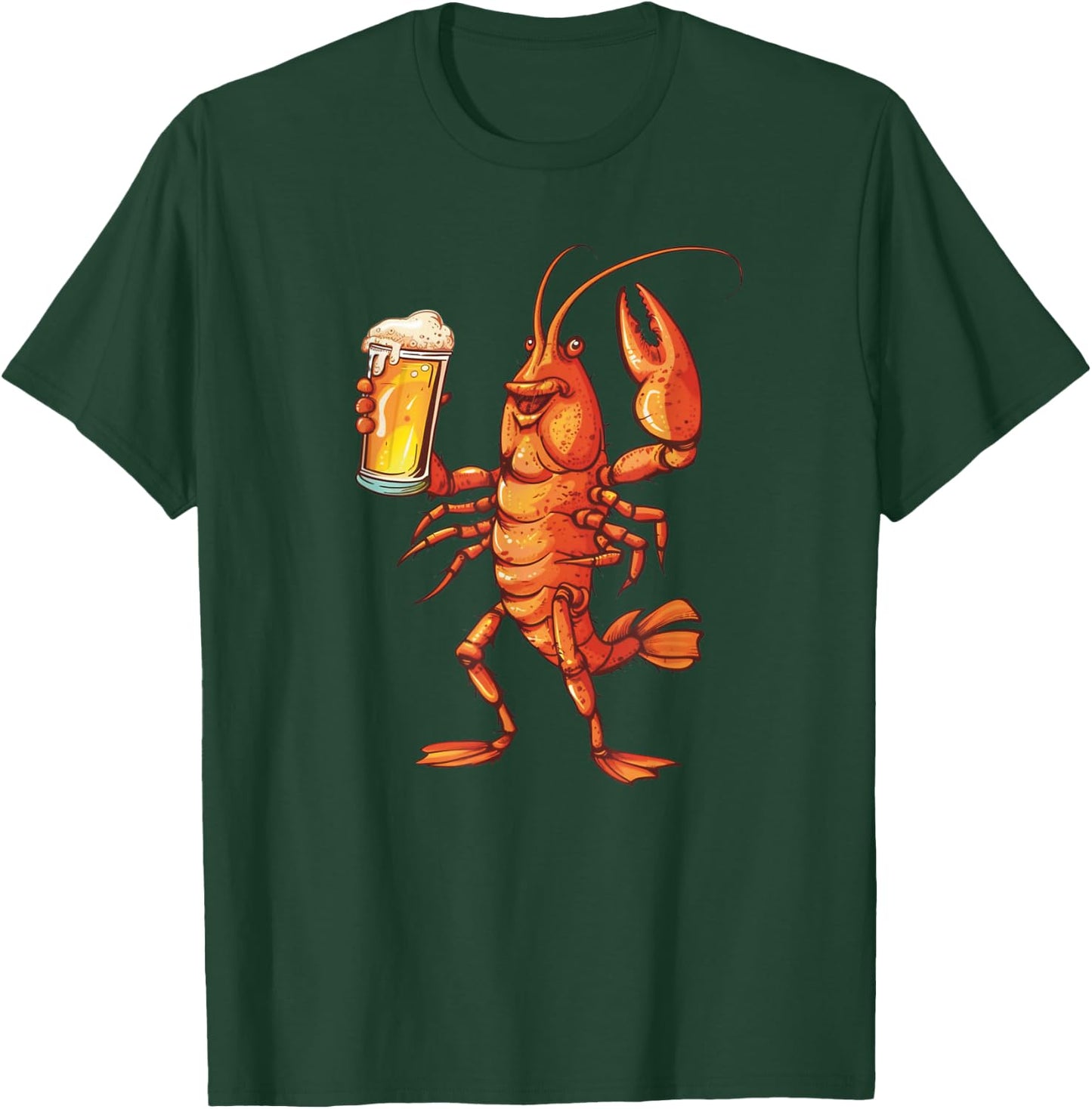 Crawfish Drinking Beer Lover Cajun Food Crawfish And Beer T-Shirt - T-Shirt | Forest
