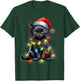 Retro Black Cat Christmas Light Funny Cat Men Women Kids T-Shirt - T-Shirt | Forest