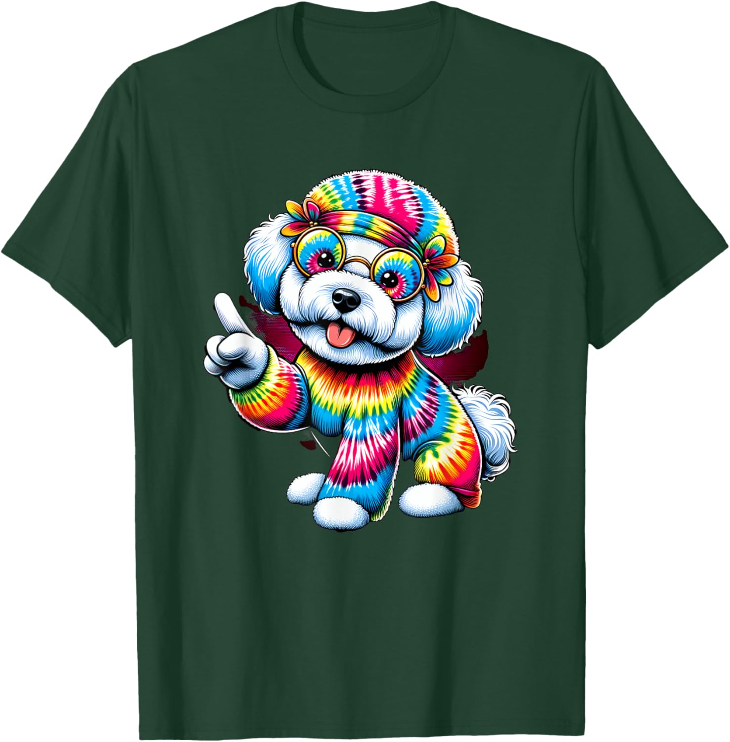 Peace Sign Tie Dye Bichon Frise Dog Men Women Kids T-Shirt - T-Shirt | Forest