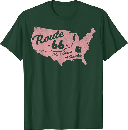 USA Apparel Route 66 Main Street of America T-Shirt - T-Shirt | Forest
