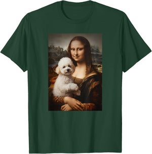 Bichon Frise Mona Lisa Painting Art Dog Mom Dad T-Shirt - T-Shirt | Forest