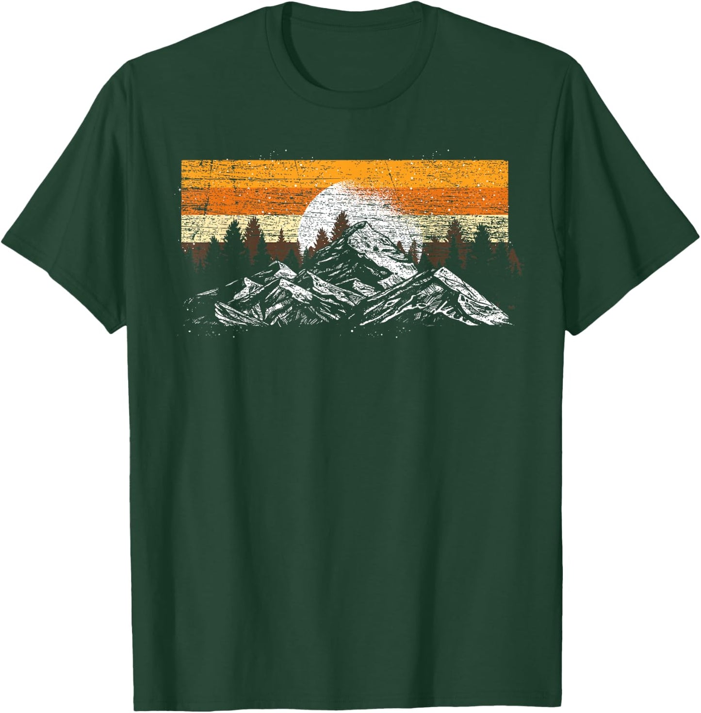 Moonlight Nature Trees Mountains Retro Hiking Forest T-Shirt - T-Shirt | Forest