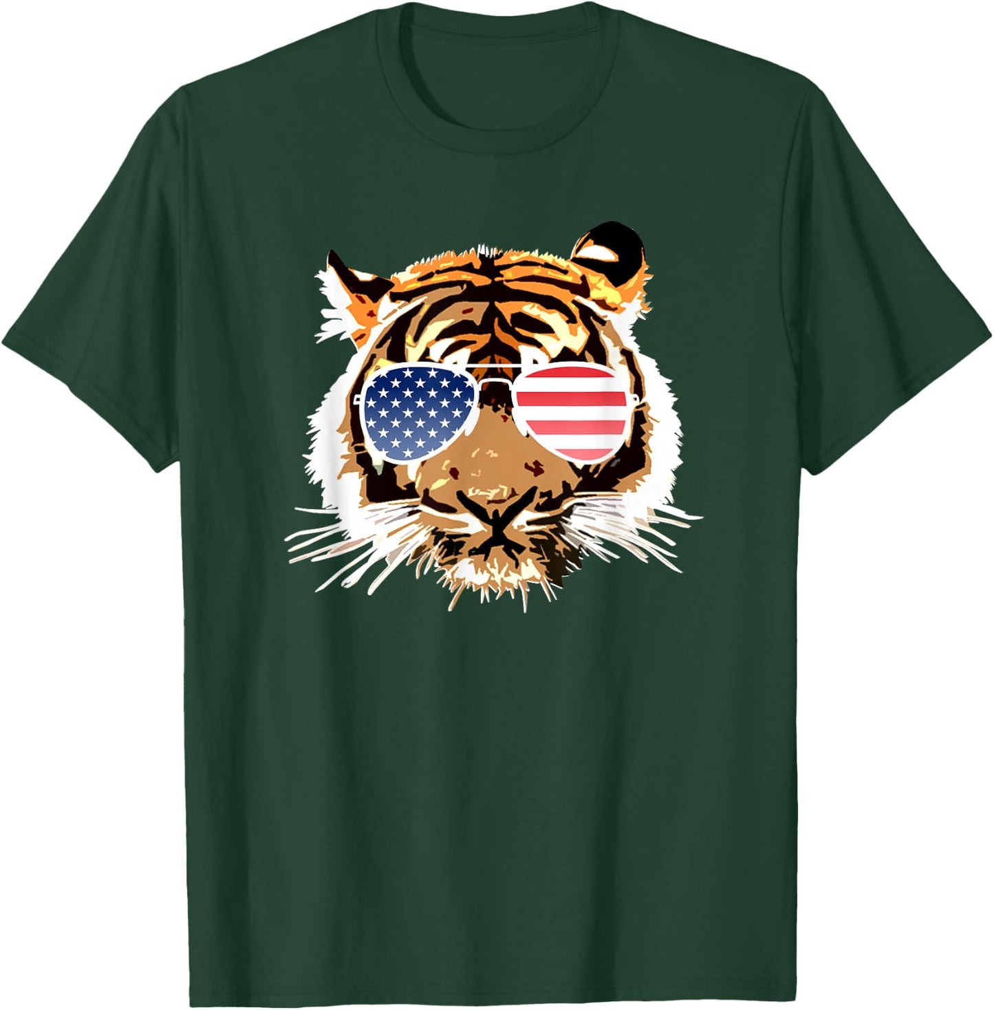 American Tiger 4th of July US Patriotic Pride Kids Men T-Shirt - T-Shirt | Forest