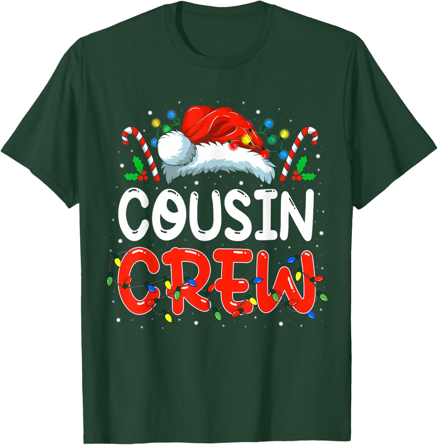 Christmas Cousin Crew Santa Hat Men Women Kids T-Shirt - T-Shirt | Forest