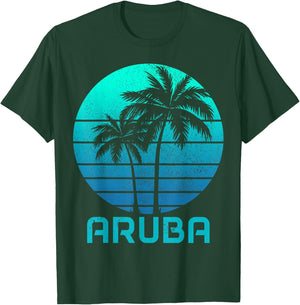 Aruba Vintage Souvenir Pride Palm Trees Surfer Beach T-Shirt - T-Shirt | Forest