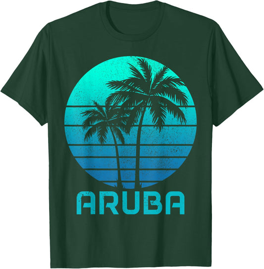 Aruba Vintage Souvenir Pride Palm Trees Surfer Beach T-Shirt - T-Shirt | Forest