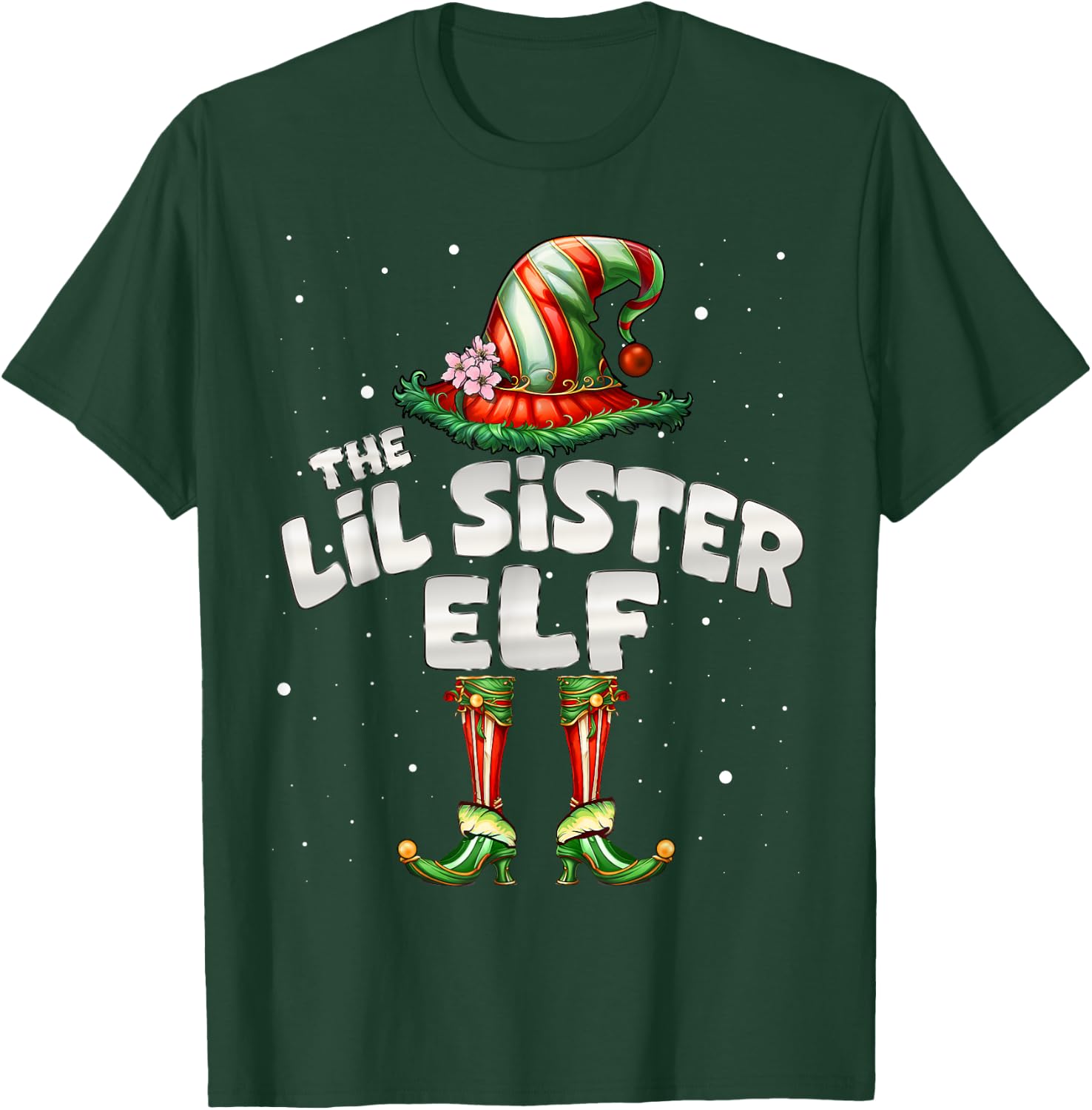 I'm The Lil Sister Elf Family Matching Group Christmas T-Shirt - T-Shirt | Forest
