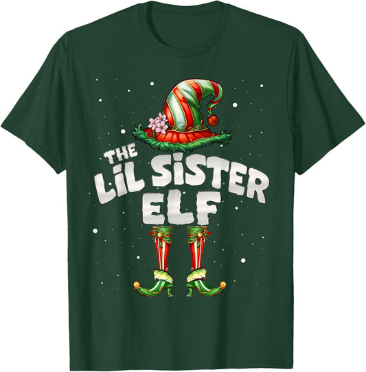 I'm The Lil Sister Elf Family Matching Group Christmas T-Shirt - T-Shirt | Forest