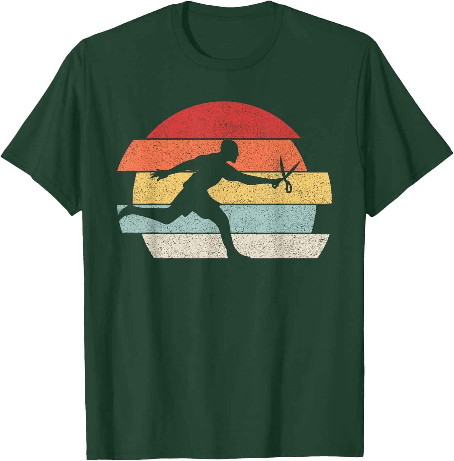 Vintage Retro Funny Running With Scissors T-Shirt - T-Shirt | Forest