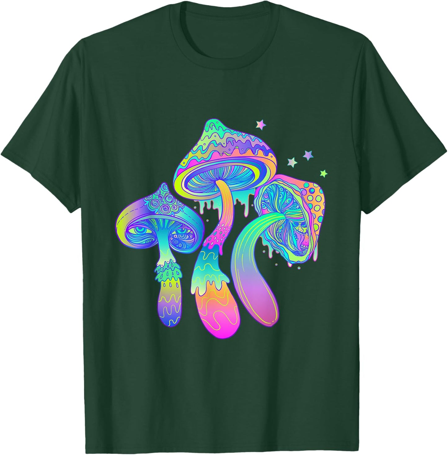 Psychedelic Mushroom Rainbow Mushroom Colourful Trippy Rave T-Shirt - T-Shirt | Forest