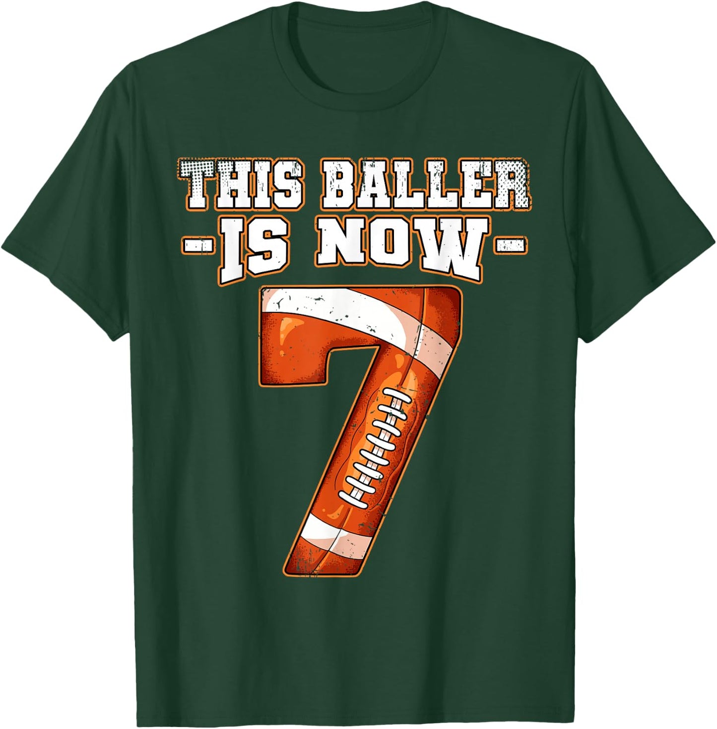 7th Birthday Football T-Shirt - T-Shirt | Forest