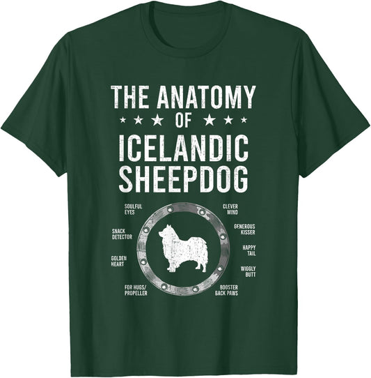 Anatomy of Icelandic Sheepdog Dog Lover T-Shirt - T-Shirt | Forest