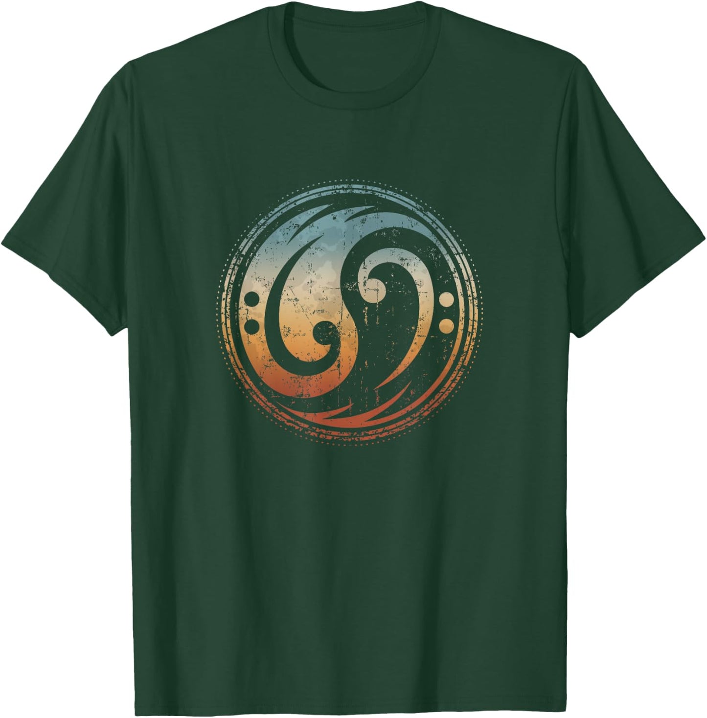 Bass Guitar Clef Yin Yang Vintage for Bassist & Bass Player T-Shirt - T-Shirt | Forest