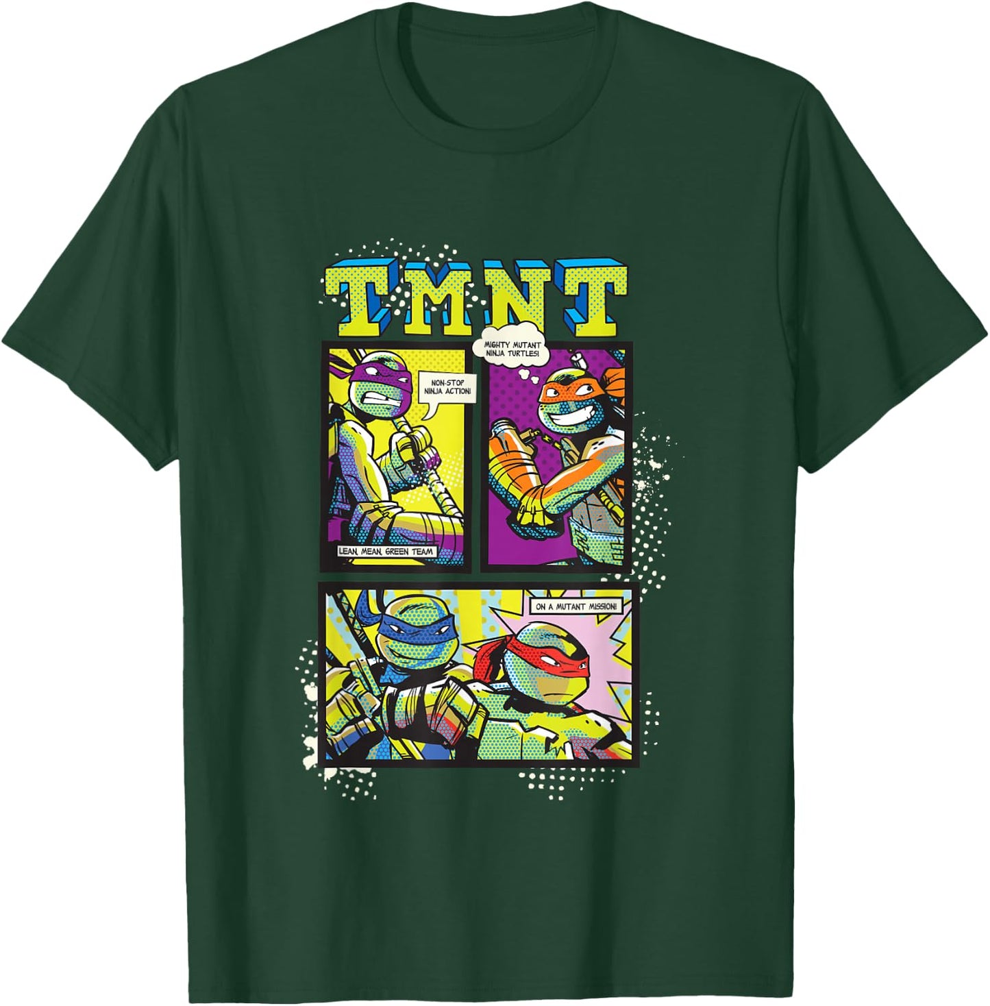 Teenage Mutant Ninja Turtles Retro Neon Comic Book Panels T-Shirt - T-Shirt | Forest