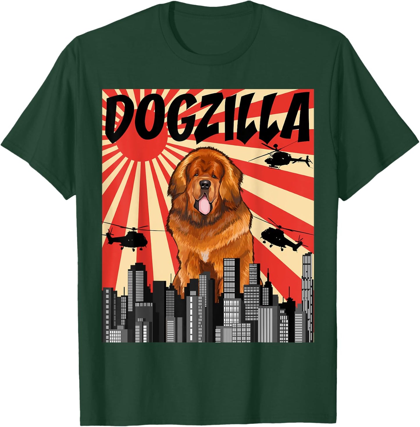 Funny Retro Japanese Dogzilla Tibetan Mastiff T-Shirt - T-Shirt | Forest