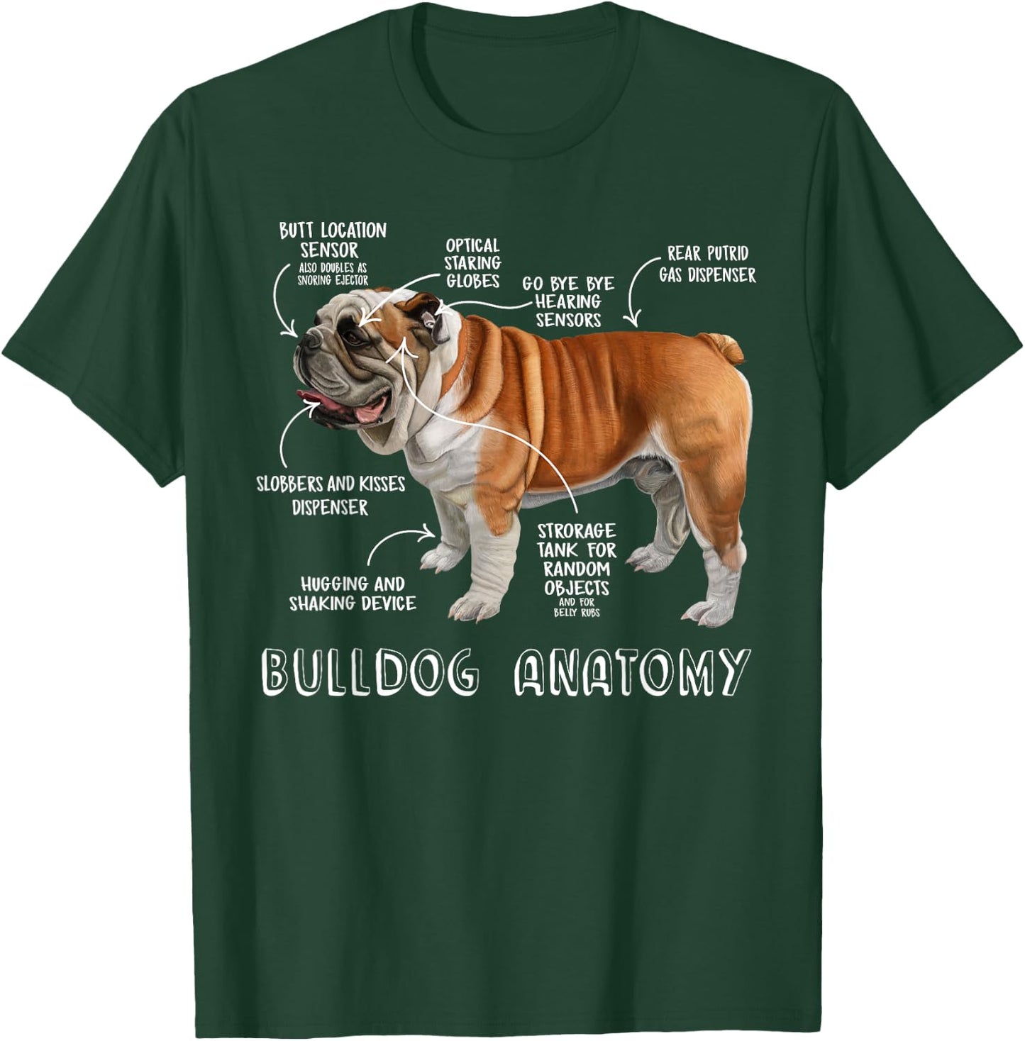 Cute English Bulldog Anatomy Dog Lover Funny Gift T-Shirt - T-Shirt | Forest