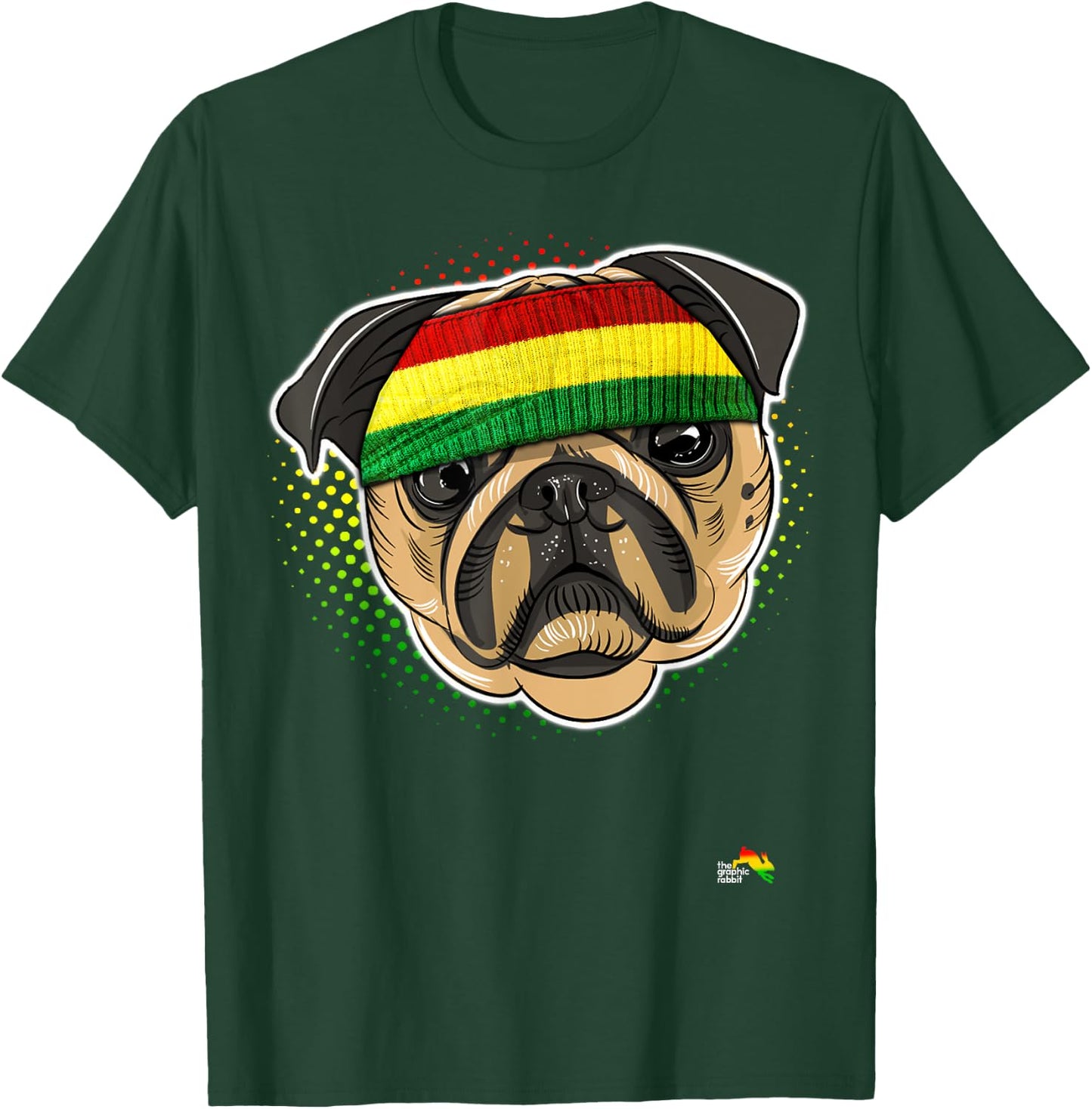 Reggae Pug Dog Rastafarian Animal - Puggle Men Women Kids T-Shirt - T-Shirt | Forest