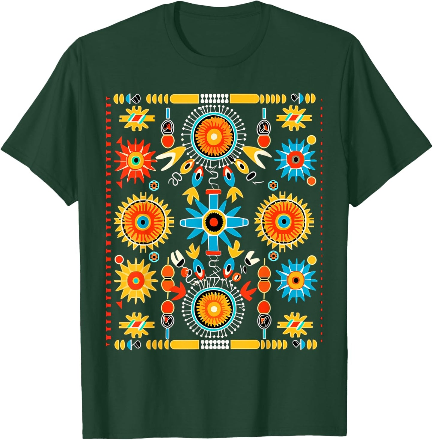 Native American Tribal Art Navajo Textile Design Style T-Shirt - T-Shirt | Forest