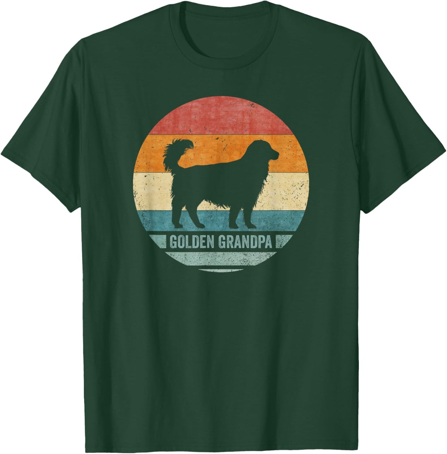 Vintage Retro Golden Retriever Dog Grandpa Silhouette Sunset T-Shirt - T-Shirt | Forest