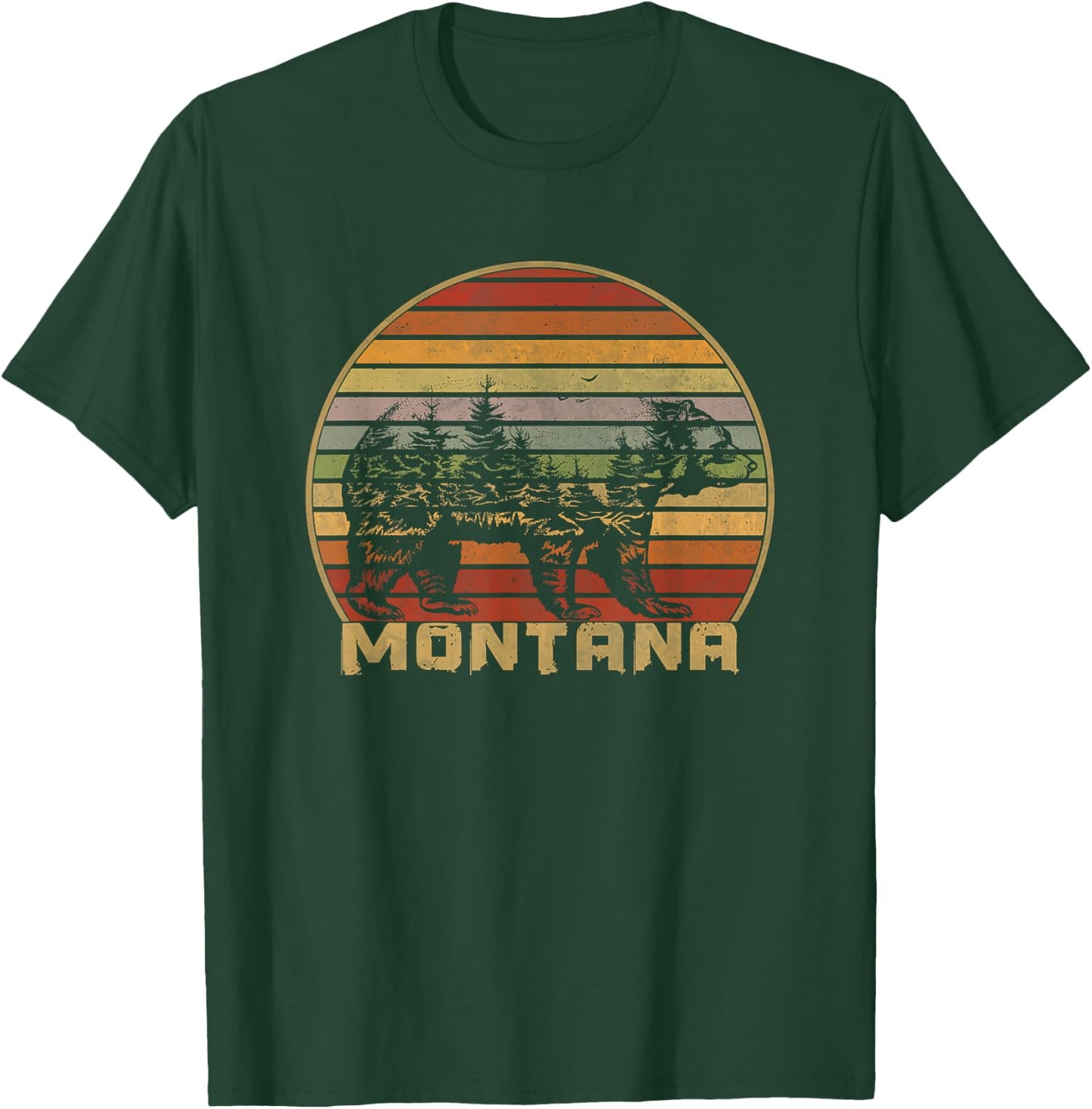 Montana Vintage Grizzly Bear Natural Retro T-Shirt - T-Shirt | Forest