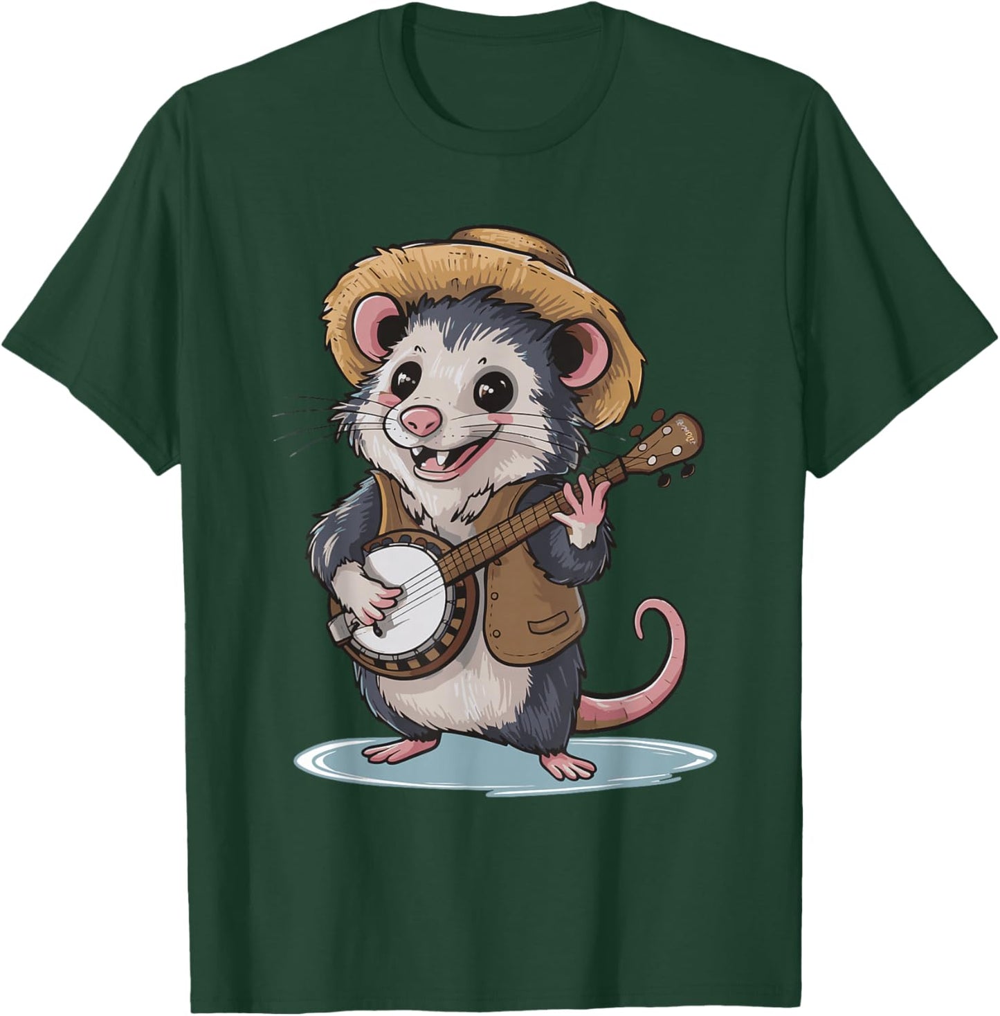 Opossum Playing Banjo T-Shirt - T-Shirt | Forest