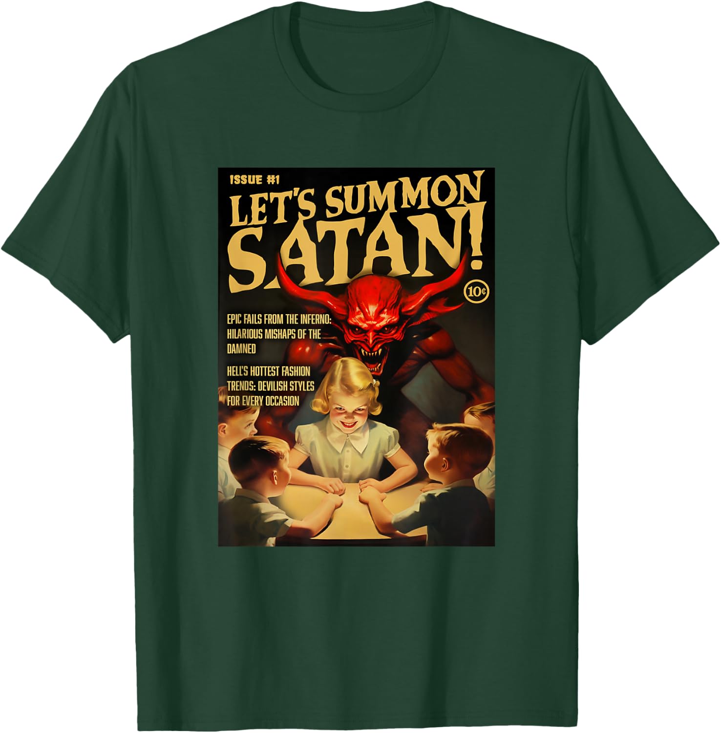 Let's Summon Satan 1950s Horror Comic Cover T-Shirt - T-Shirt | Forest
