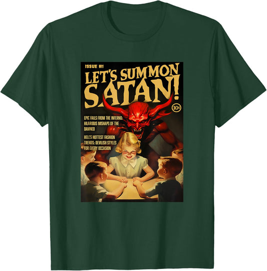 Let's Summon Satan 1950s Horror Comic Cover T-Shirt - T-Shirt | Forest
