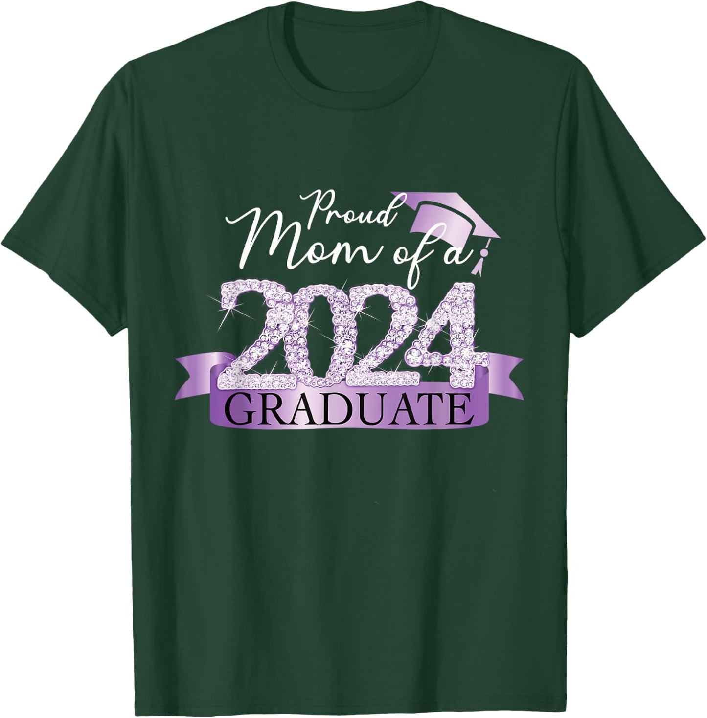 Purple Black Proud Mom Of A 2024 Graduate Decoration T-Shirt - T-Shirt | Forest