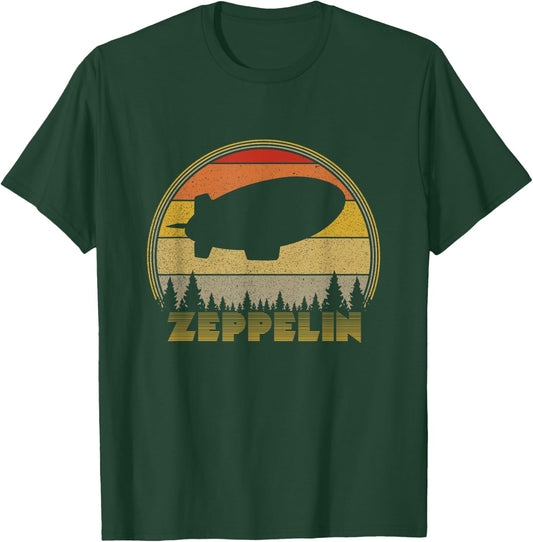 Zeppelin Retro Vintage Sunset 70s 80s Distressed Dirigible T-Shirt - T-Shirt | Forest