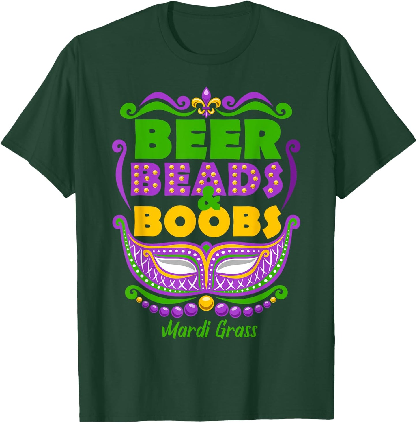 Mardi Gras Beer Beads Boobs Funny New Orleans T-Shirt - T-Shirt | Forest