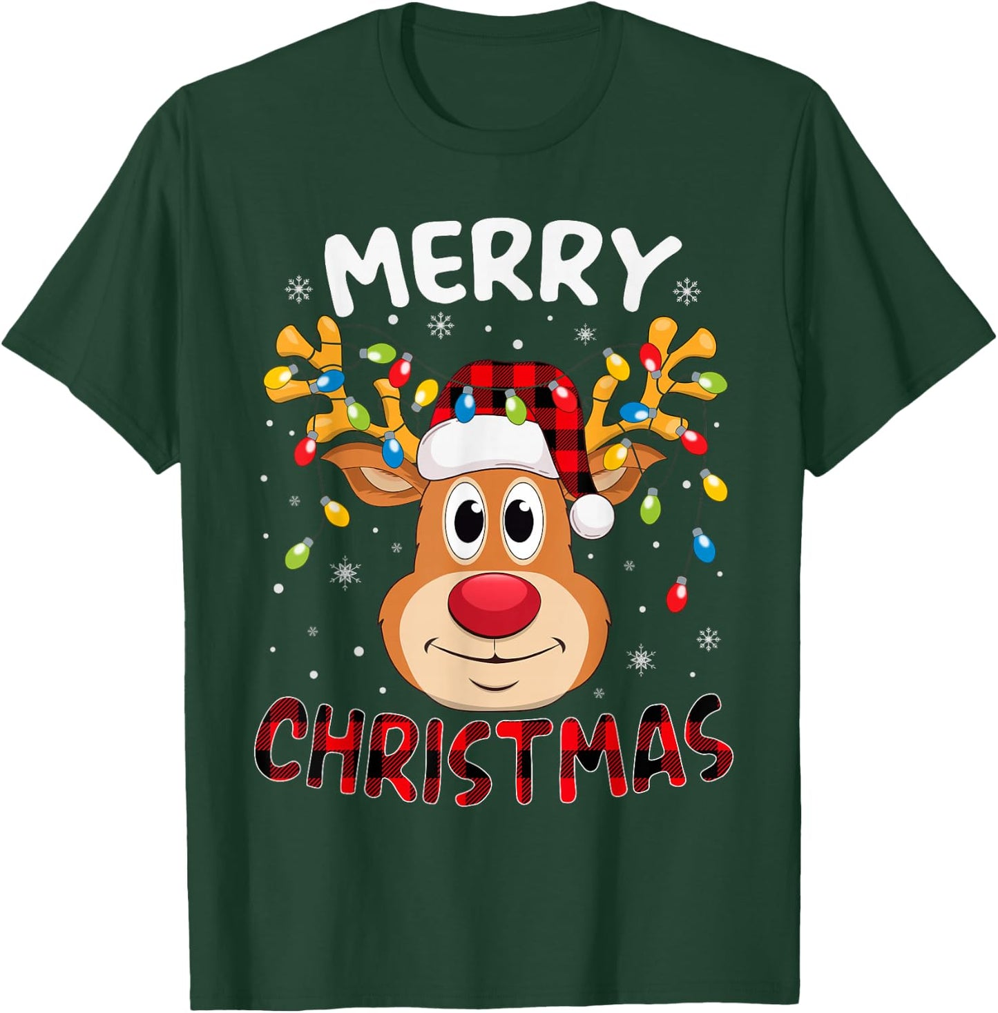 Merry Christmas Reindeer Xmas Family Men Women Kids T-Shirt - T-Shirt | Forest