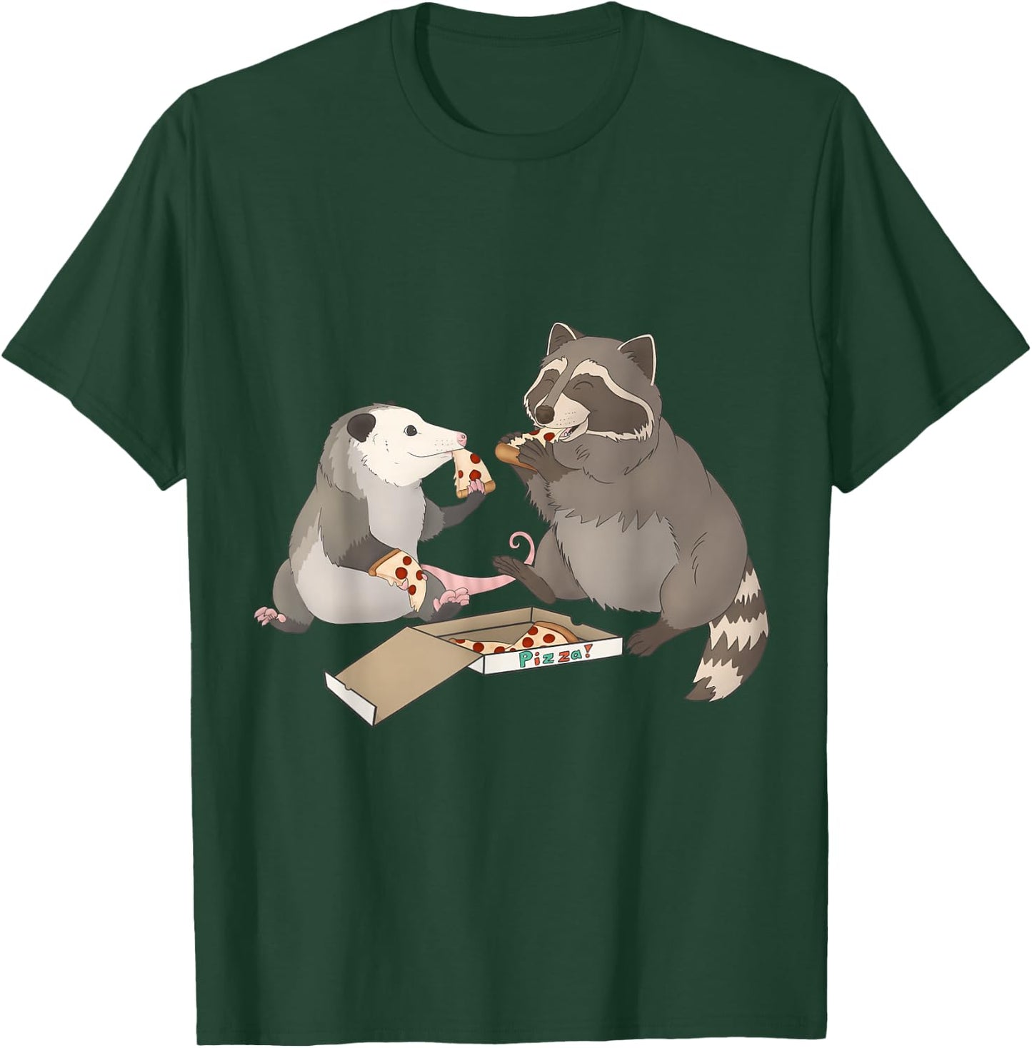 Possum and Raccoon eating pizza T-Shirt - T-Shirt | Forest