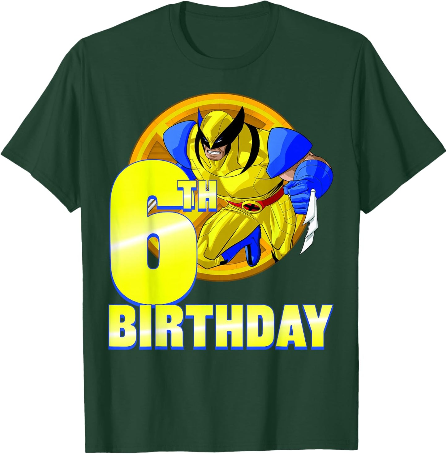 Marvel X-Men Wolverine 6th Birthday Badge T-Shirt - T-Shirt | Forest