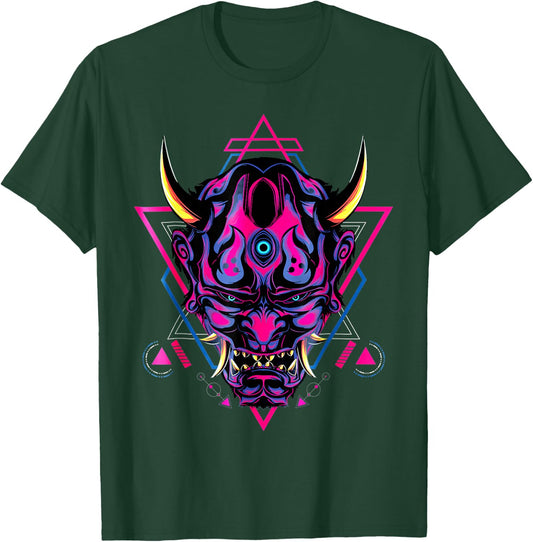 Samurai Demon Oni Akuma Mask Bushido Spirit Japanese T-Shirt - T-Shirt | Forest