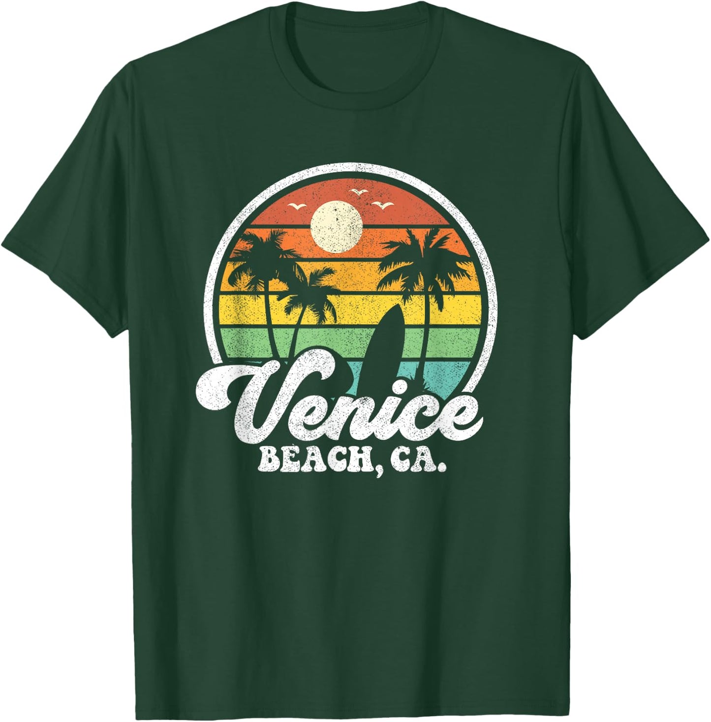 Vintage Venice Beach California CA Surfing Retro Surf Gift T-Shirt - T-Shirt | Forest