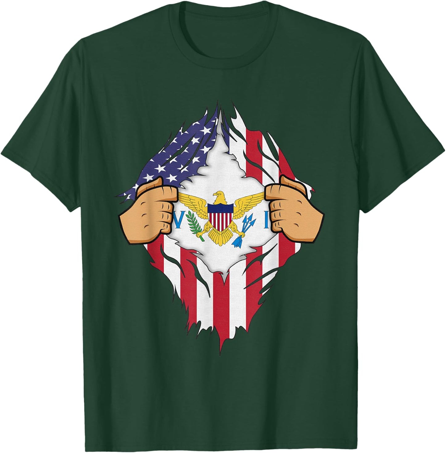 USVI FLAG US VIRGIN ISLANDS Men Women Kids Gift T-Shirt - T-Shirt | Forest