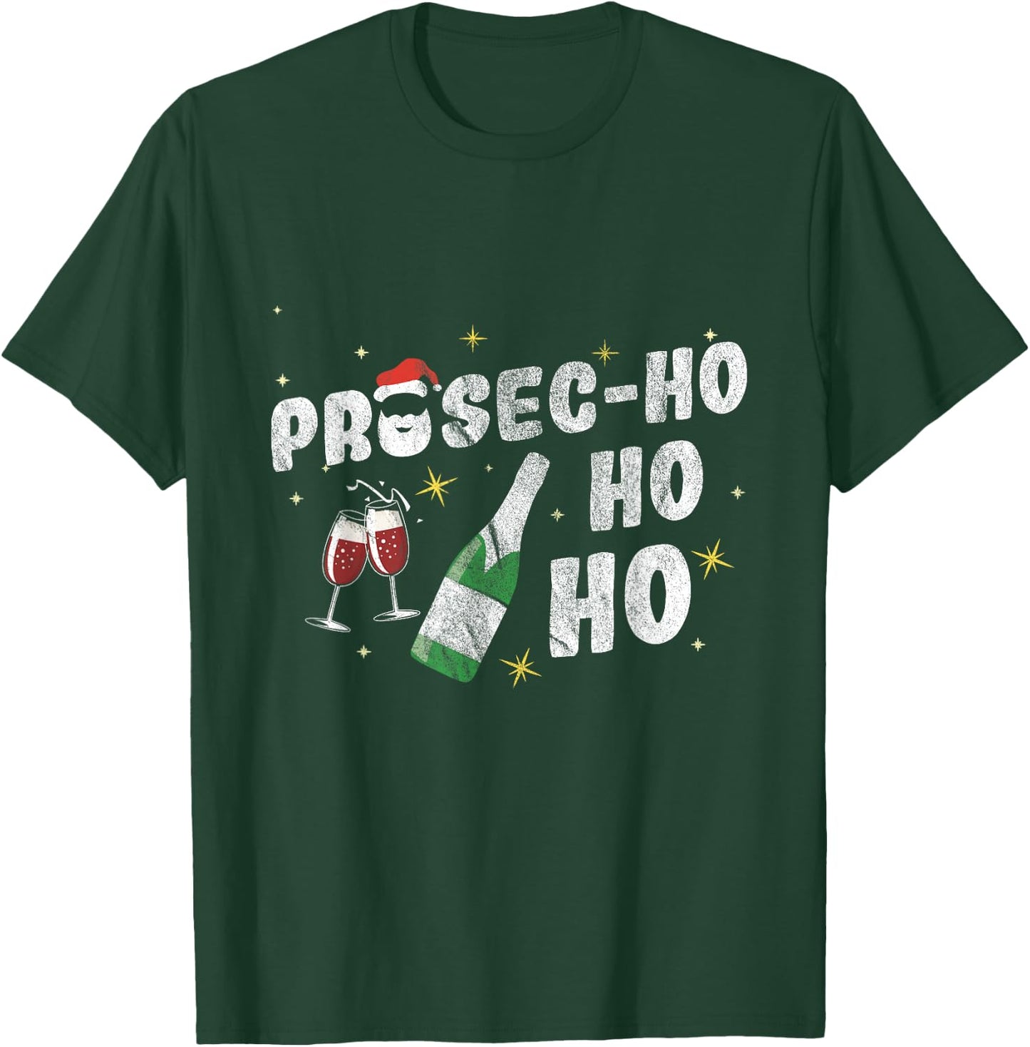 Prosec-Ho-Ho-Ho Ugly Christmas Prosecco Wine T-Shirt - T-Shirt | Forest