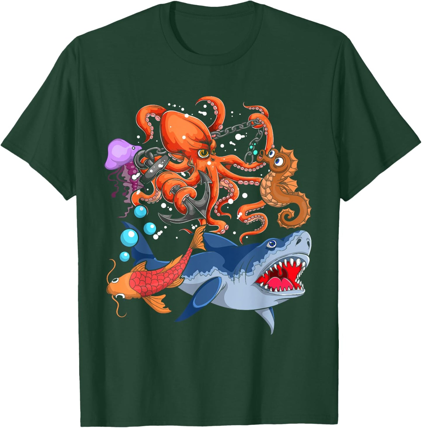 Octopus Jellyfish Seahorse Shark Zookeeper Kids Ocean Animal T-Shirt - T-Shirt | Forest