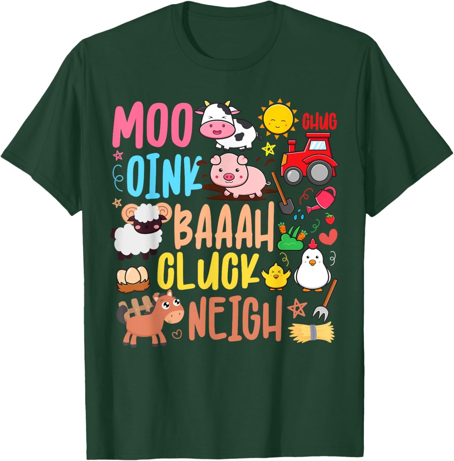 Farm Animals Sounds Oink Baa Neigh Cluck Moo Kids Farmer T-Shirt - T-Shirt | Forest