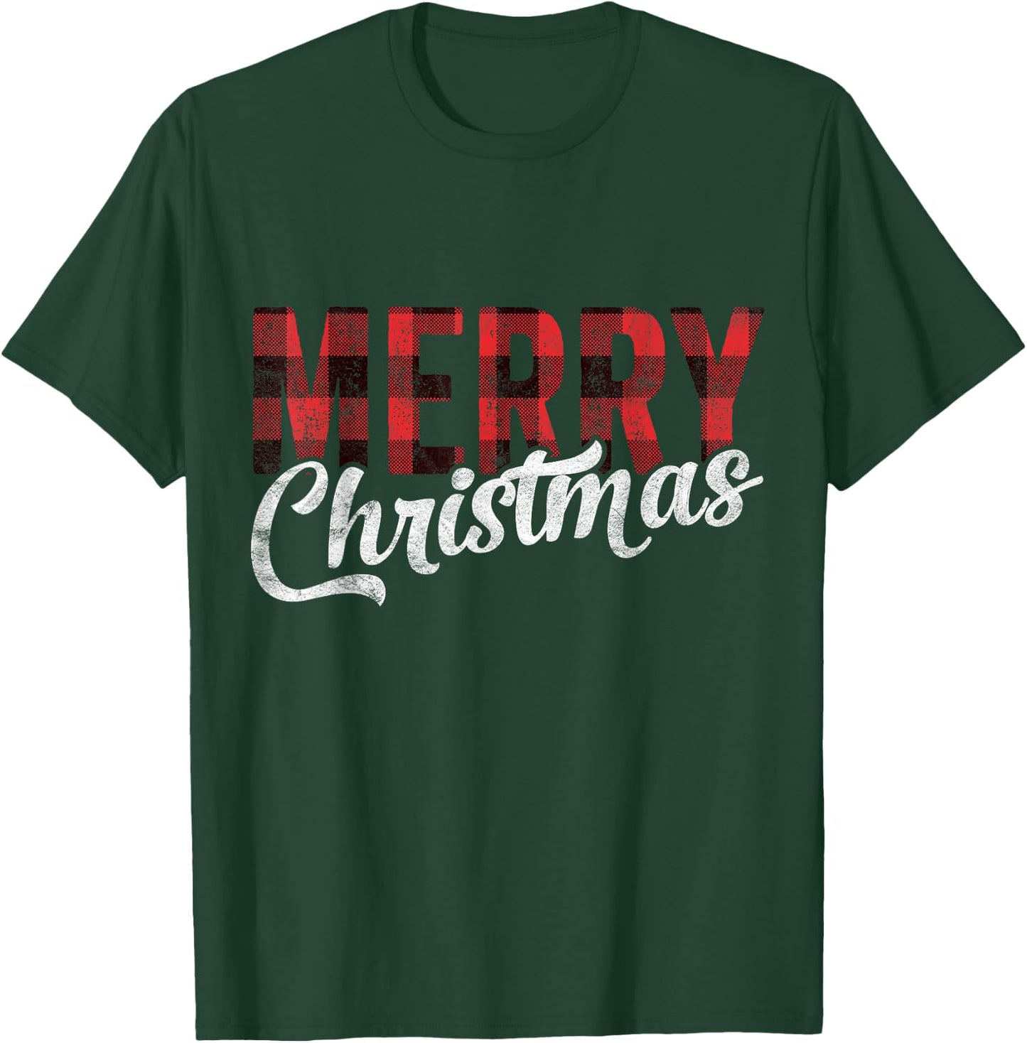 Merry Christmas Gift Family Xmas Red Buffalo Plaid Woman T-Shirt - T-Shirt | Forest