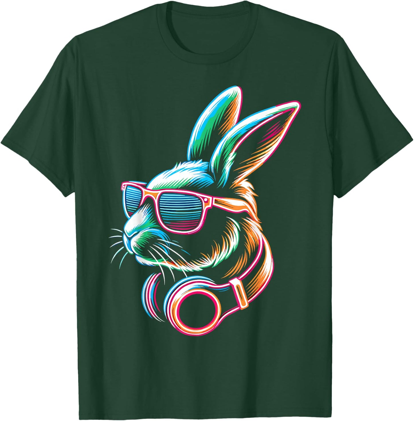 Bunny Rabbit With Sunglasses And DJ Headphones T-Shirt - T-Shirt | Forest
