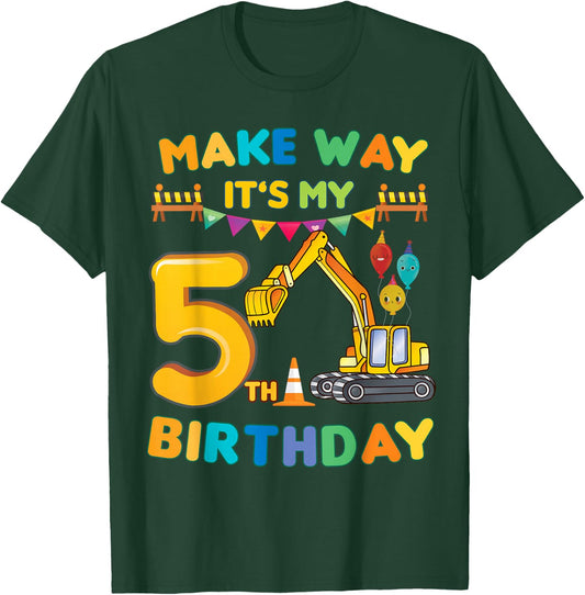 make way it's my 5th birthday construction Excavator party T-Shirt - T-Shirt | Forest